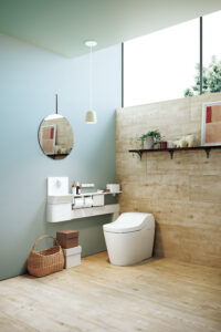 木の温もりと光が調和する、心安らぐトイレ空間